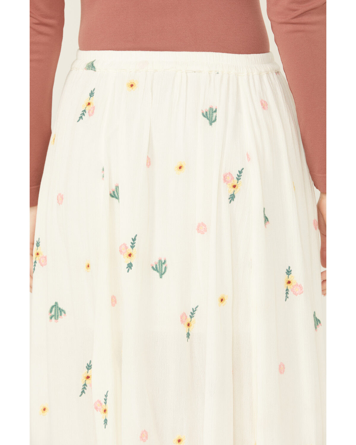 Image #4 - Rock & Roll Denim Women's Floral Embroidered Midi Skirt, Natural, hi-res