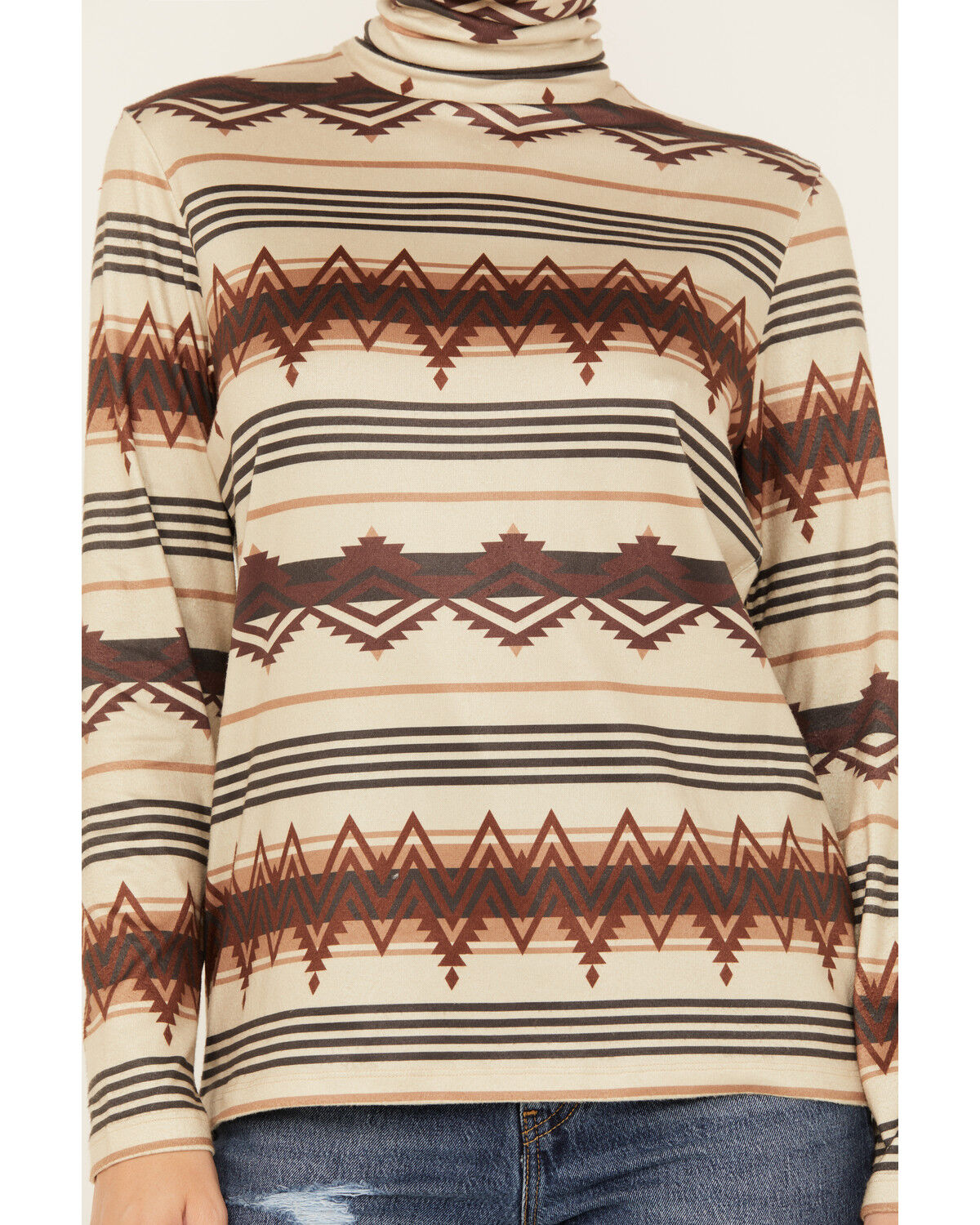 Image #3 - Tasha Polizzi Women's Zuri Southwestern Print Long Sleeve Turtleneck Top, Tan, hi-res