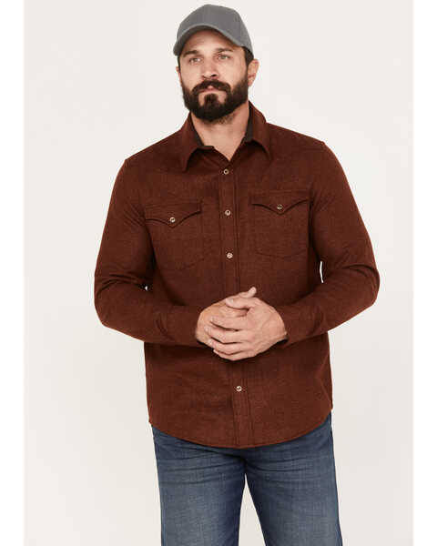 Pendleton Men's Canyon Wool Pearl Snap Western Flannel Shirt, Red, hi-res