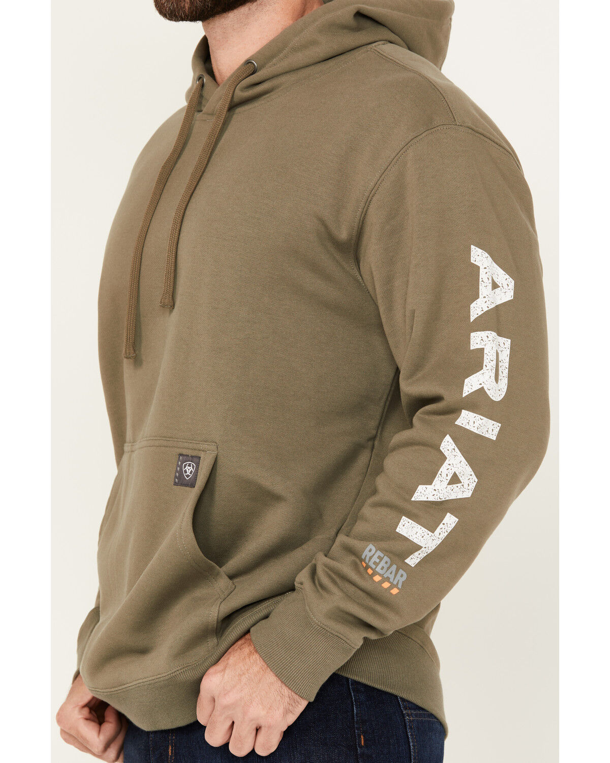 Image #4 - Ariat Men's Rebar Roughneck Pullover Hooded Sweatshirt, Green, hi-res