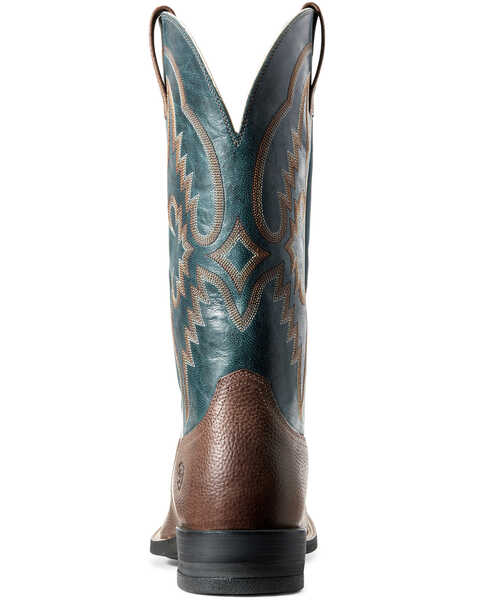 Image #2 - Ariat Men's Round Pen Saddle Western Performance Boots - Broad Square Toe, Brown, hi-res