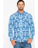 Image #5 - Rock & Roll Denim Men's Striped Southwestern Print Long Sleeve Pearl Snap Western Shirt, Light Blue, hi-res