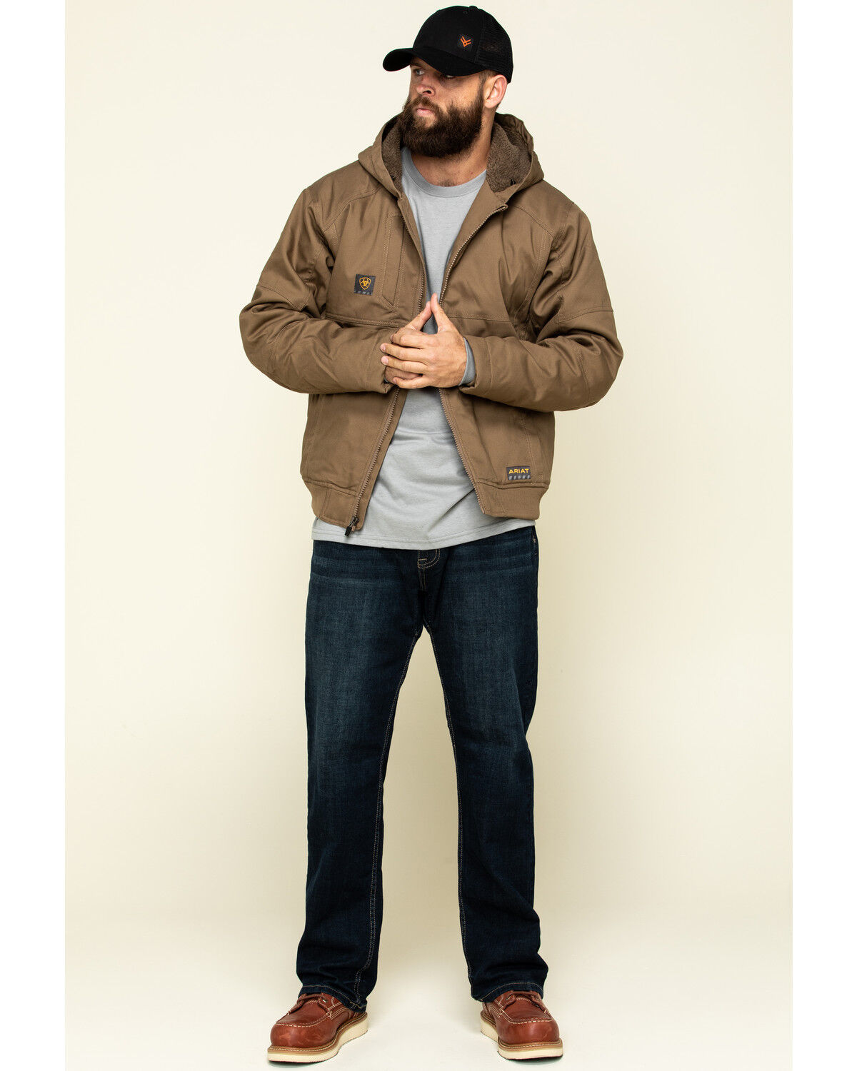 Ariat Men's Field Khaki Rebar Duracanvas Hooded Work Jacket Ariat Men's Field Khaki Rebar Duracanvas Hooded Work Jacket