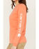 Image #3 - Carhartt Women's Loose Fit Heavyweight Long Sleeve Logo Graphic Work Tee, Coral, hi-res
