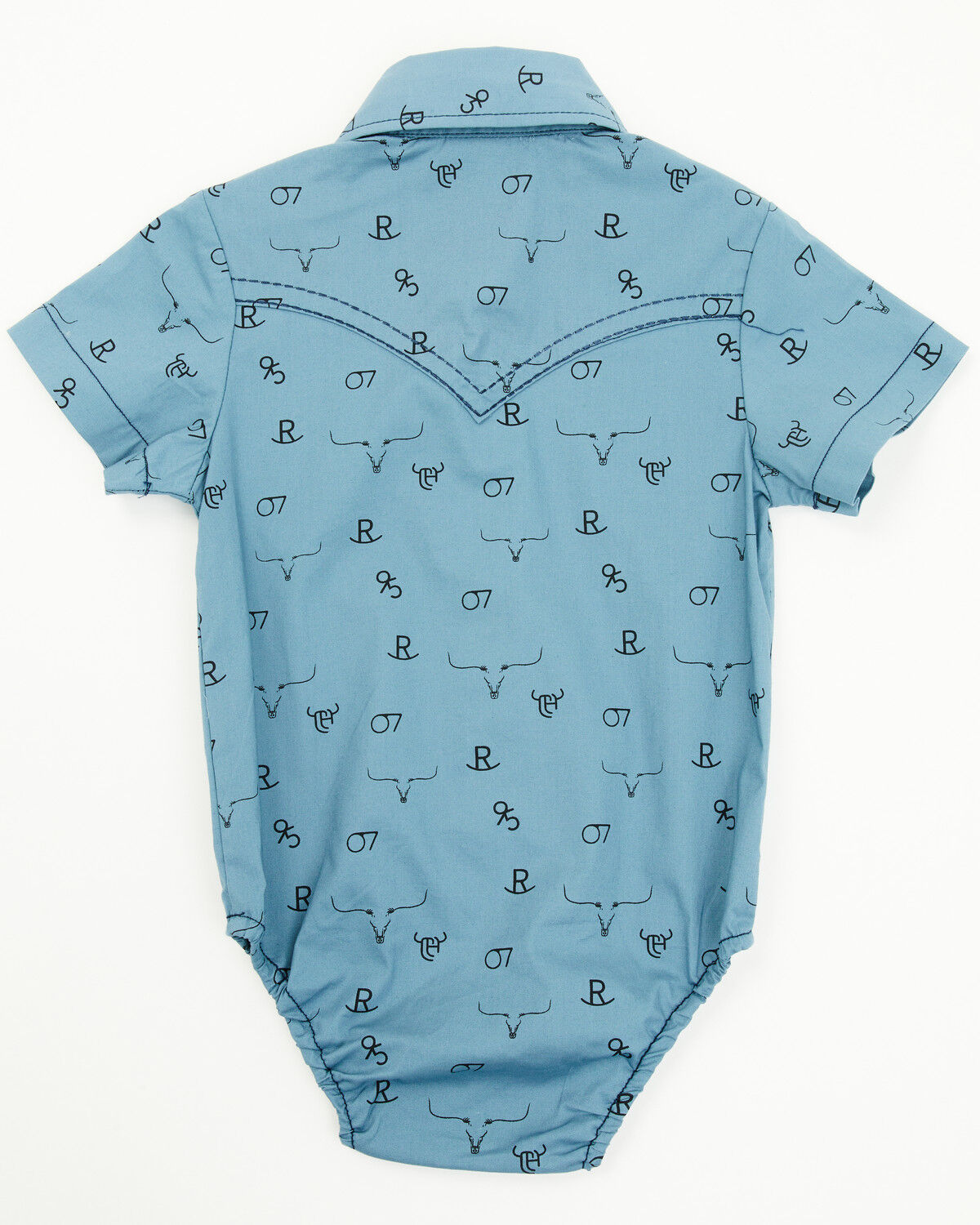 Image #3 - Cowboy Hardware Infant Boys' Branding Iron Short Sleeve Snap Onesie, Blue, hi-res