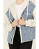 Image #3 - Miss Me Women's Denim Sequins Zip-Up Hoodie, Oatmeal, hi-res