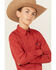 Image #2 - Cinch Boys' Geo Print Long Sleeve Button-Down Western Shirt, Red, hi-res