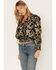 Image #2 - Revel Women's Floral Smocked Waist Top, Black, hi-res