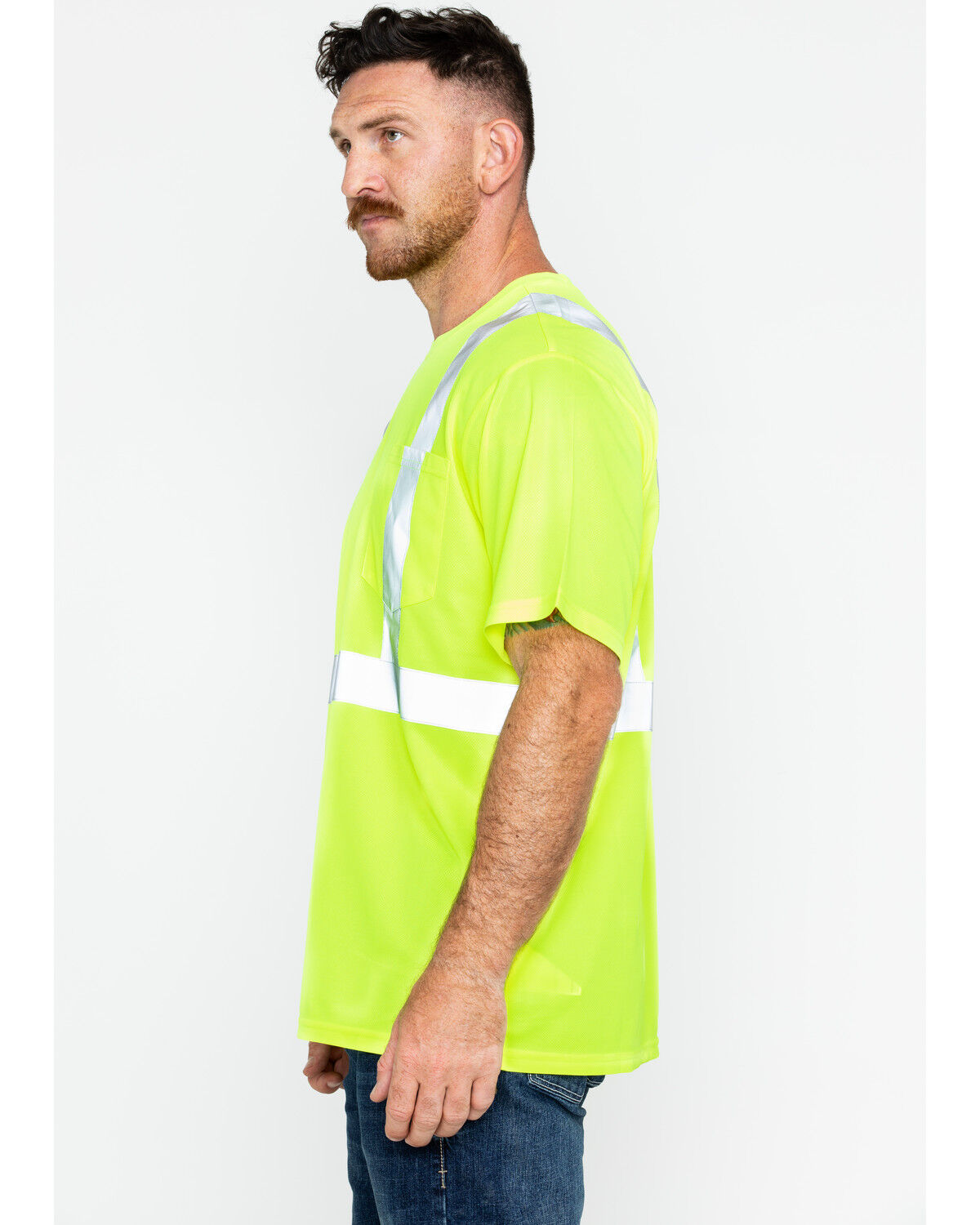 Image #4 - Hawx Men's Short Sleeve Reflective Work Tee - Big & Tall, Yellow, hi-res