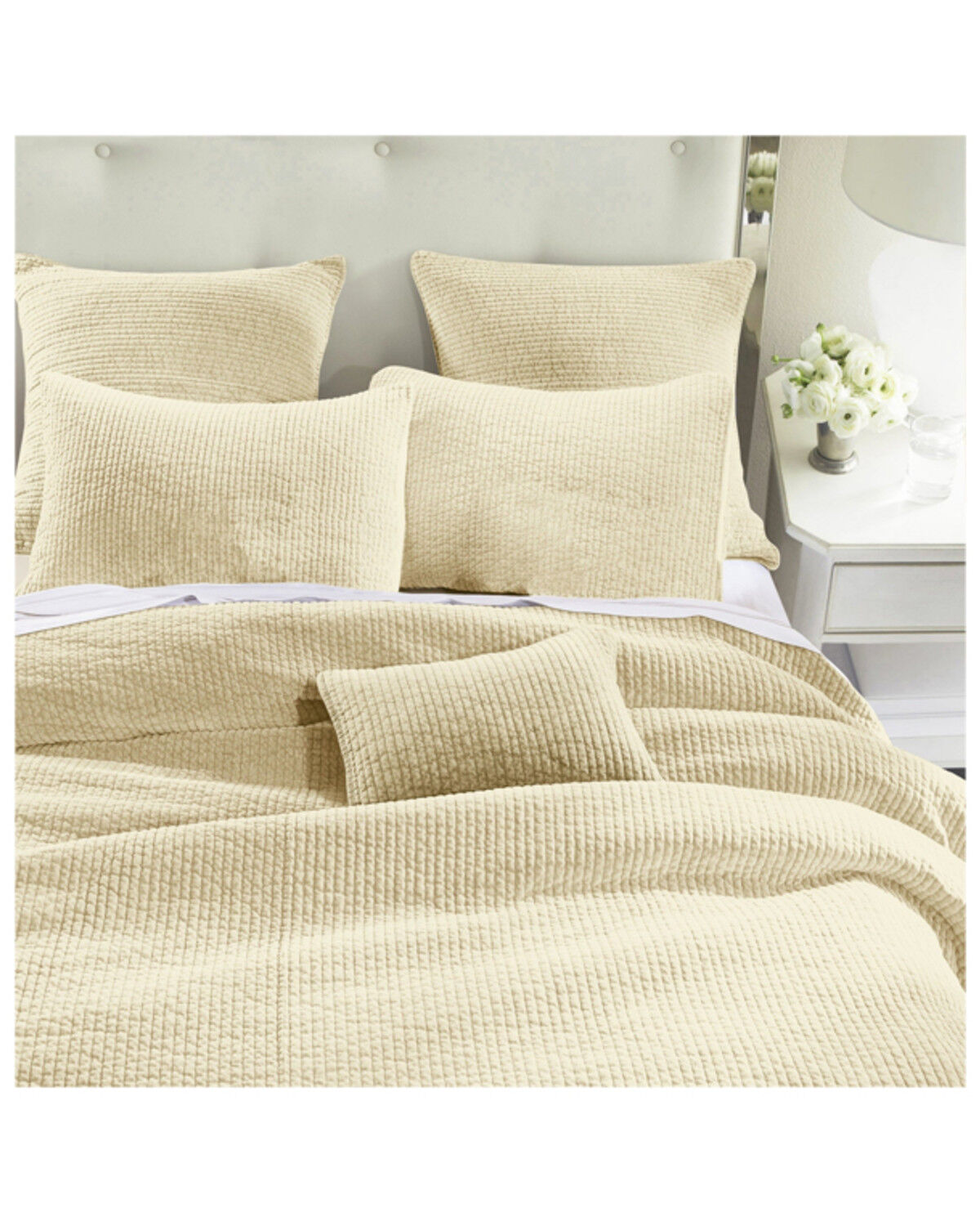 Image #1 - HiEnd Accents Light Tan Stonewashed Cotton & Velvet 3-Piece King Quilt Set , Tan, hi-res