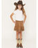 Image #1 - Shyanne Girls' Faux Suede Tiered Skirt, Coffee, hi-res