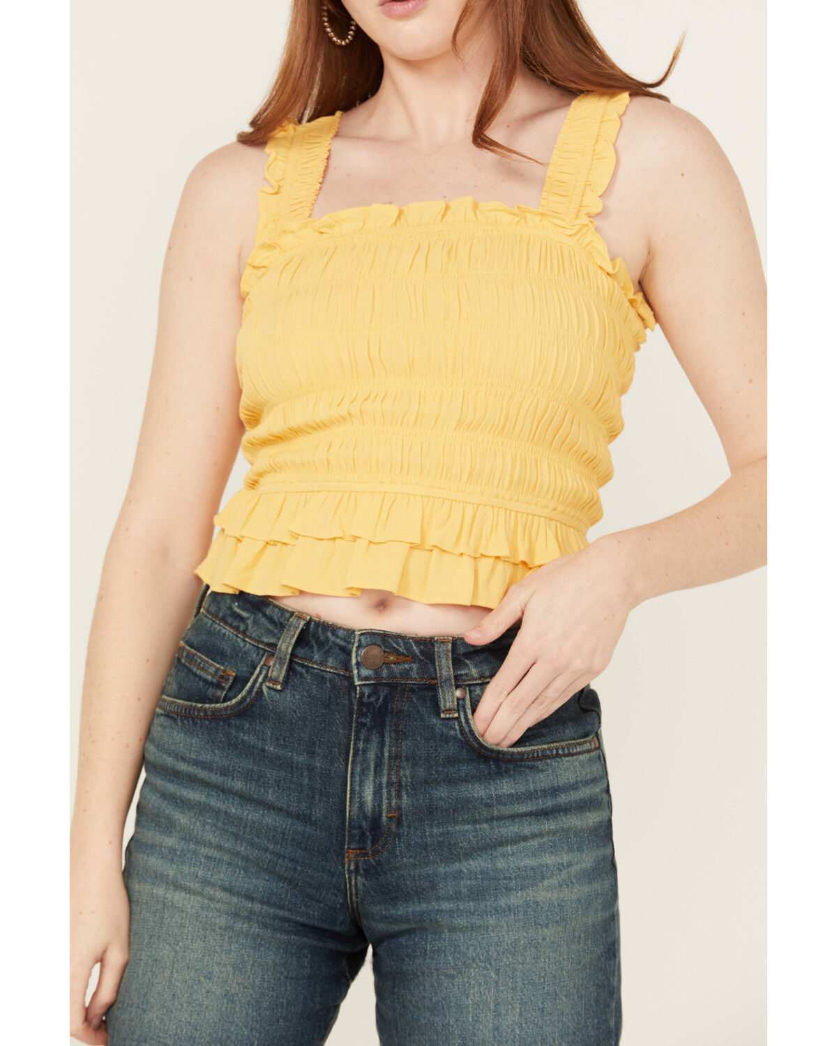 Image #3 - Shyanne Women's Smocked Tank Top, Yellow, hi-res