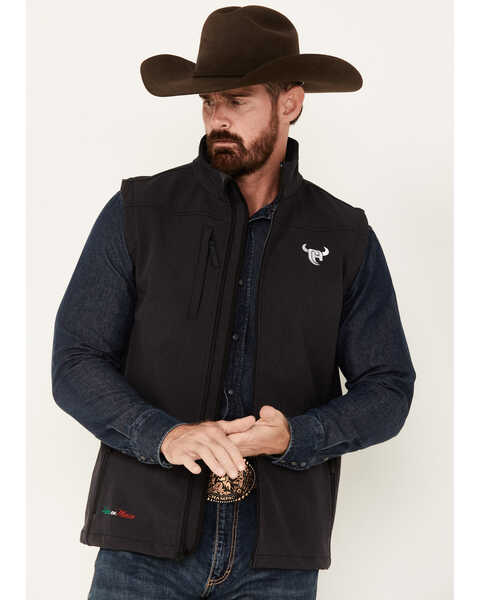 Cowboy Hardware Men's Hecho En Mexico Softshell Vest, Charcoal, hi-res