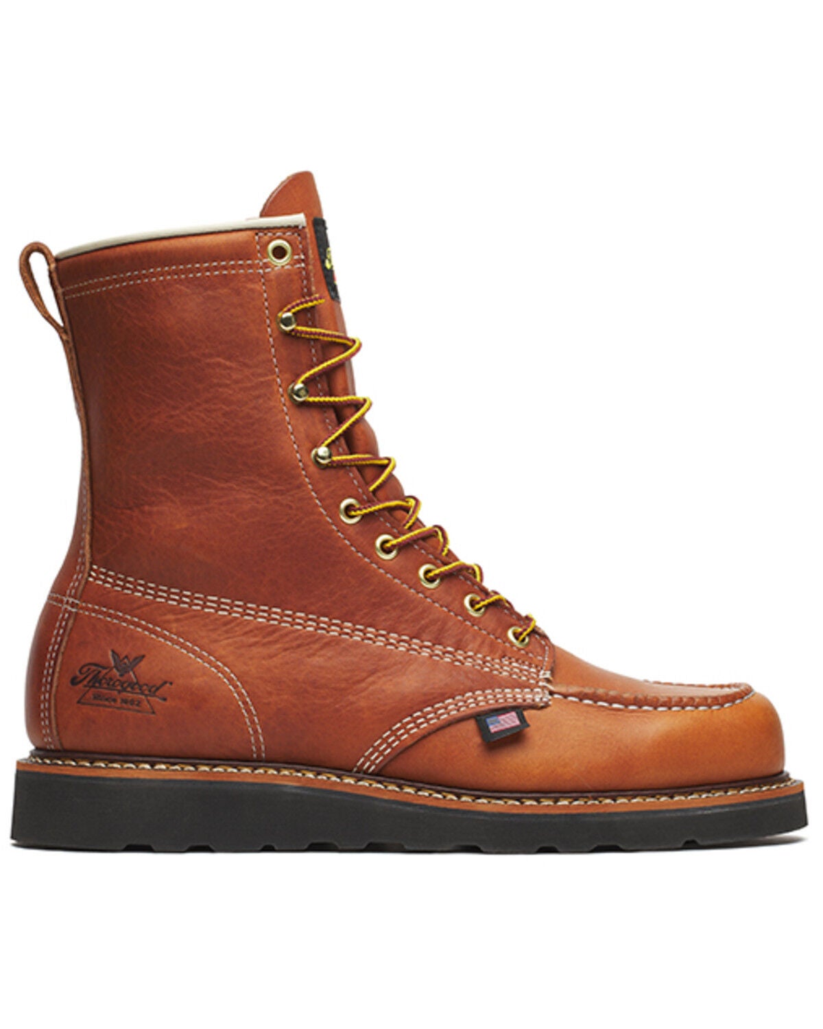 Image #2 - Thorogood Men's 8" American Heritage MAXWear Moc Wedge Work Boots - Soft Toe, Brown, hi-res