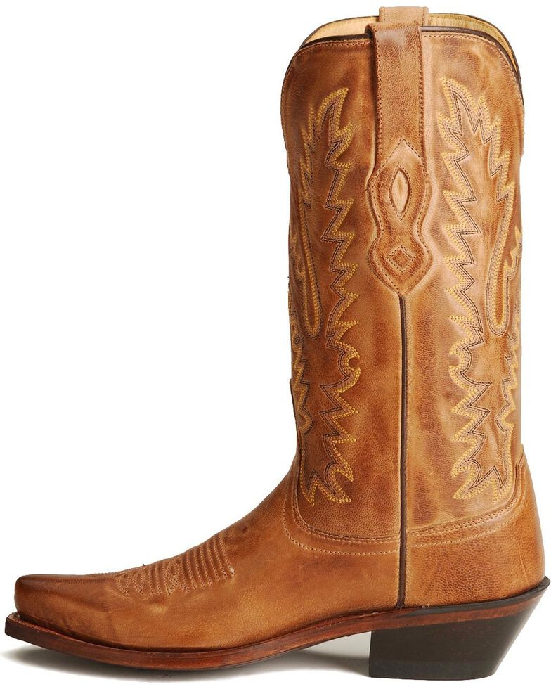 Old West Distressed Leather Cowgirl Boots - Snip Toe, Tan, hi-res