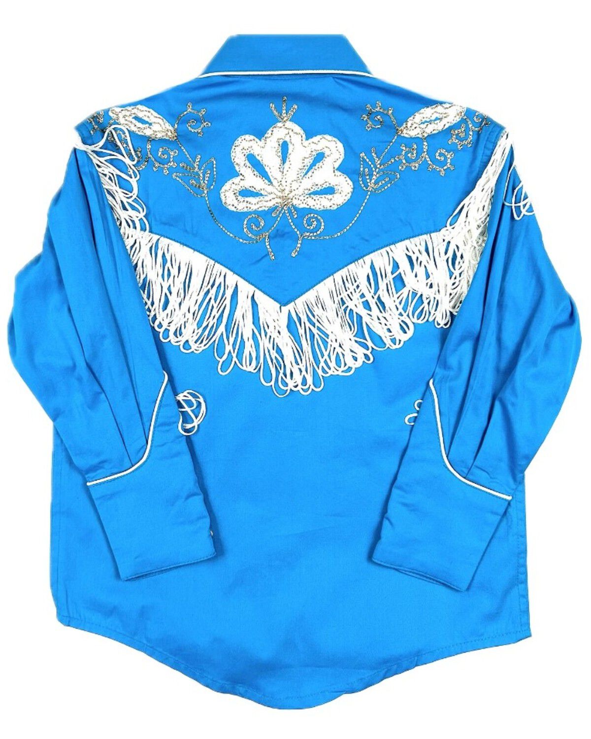 Image #2 - Rockmount Ranchwear Boys' Vintage Fringe Long Sleeve Pearl Snap Western Shirt, Turquoise, hi-res