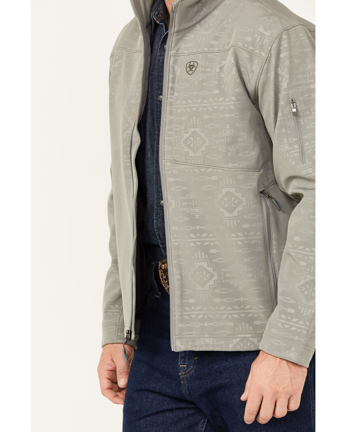 Image #3 - Ariat Men's Vernon 2.0 Softshell Southwestern Jacket - Big, Grey, hi-res