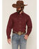 Image #1 - Panhandle Slim Men's Geo Print Long Sleeve Snap Stretch Western Shirt, Red, hi-res
