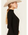Image #2 - Rock & Roll Denim Women's Solid Fringe Long Sleeve Shirt, Black, hi-res
