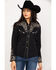 Scully Women's Scroll Embroidered Long Sleeve Western Shirt, Black/tan, hi-res