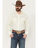 Image #1 - Wrangler Men's White Solid Dobby Long Sleeve Pearl Snap Western Shirt - Big & Tall, Cream, hi-res