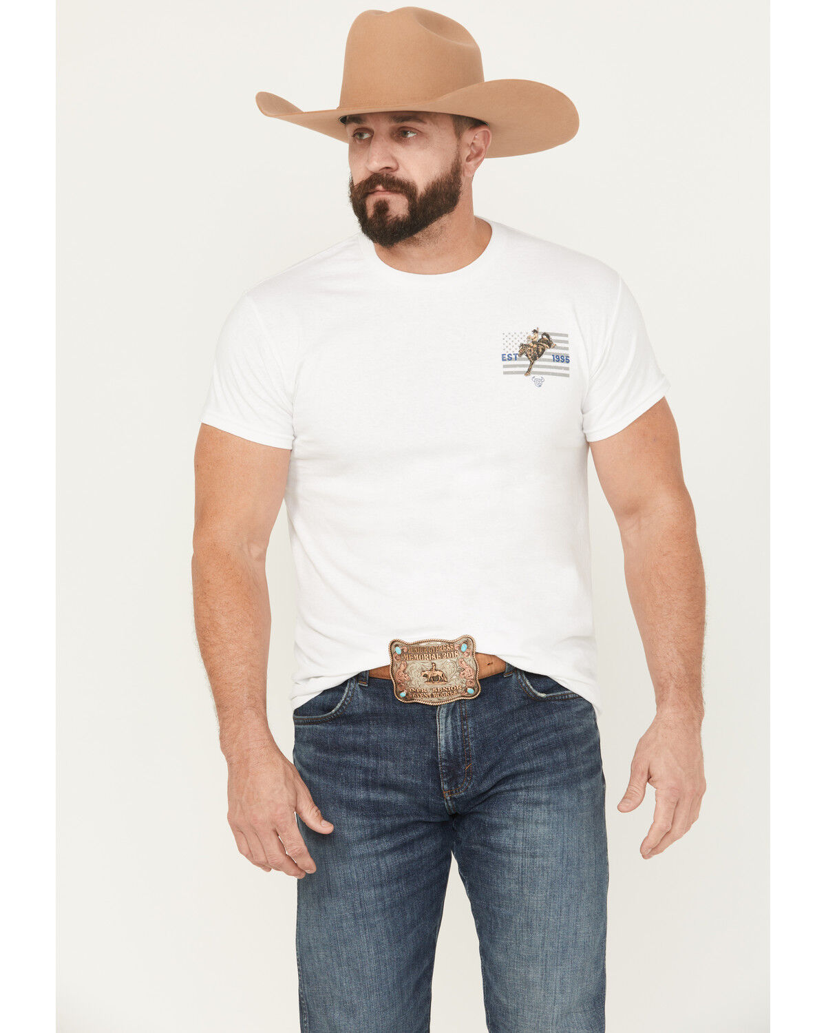 Image #1 - Cowboy Hardware Men's Boot Barn Exclusive American Made Short Sleeve Graphic T-Shirt, White, hi-res