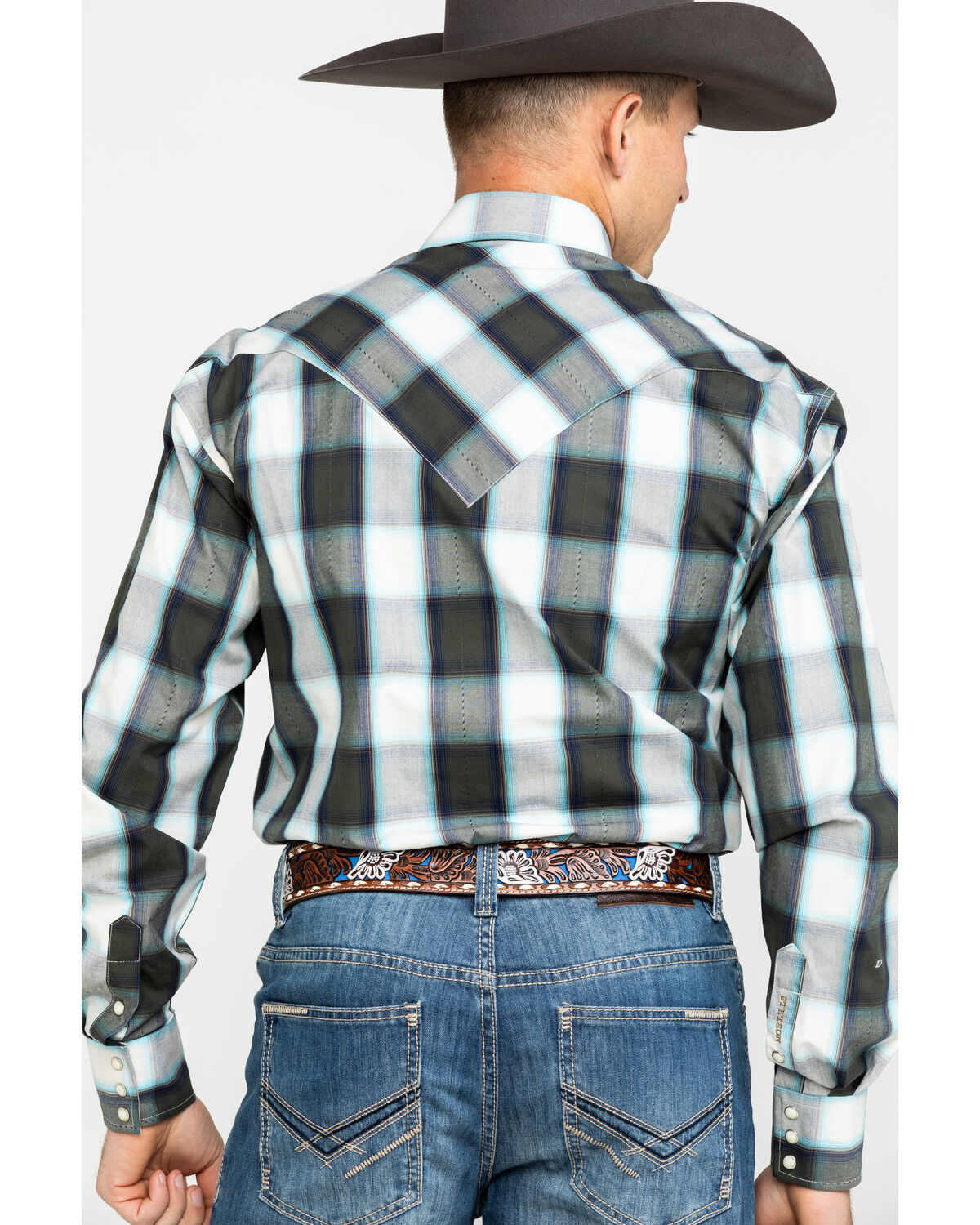 Image #2 - Stetson Men's Gray Large Plaid Long Sleeve Western Shirt, , hi-res