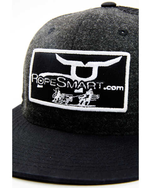 RopeSmart Men's Black & Heather Grey Logo Patch Mesh-Back Trucker Cap, Black, hi-res