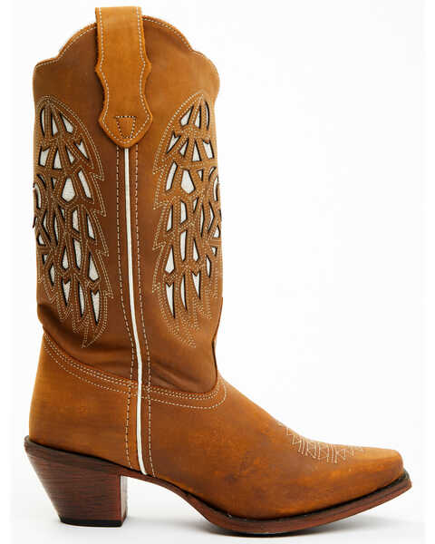 Image #2 - Laredo Women's Eagle Cut-Out Western Boots - Snip Toe, Honey, hi-res