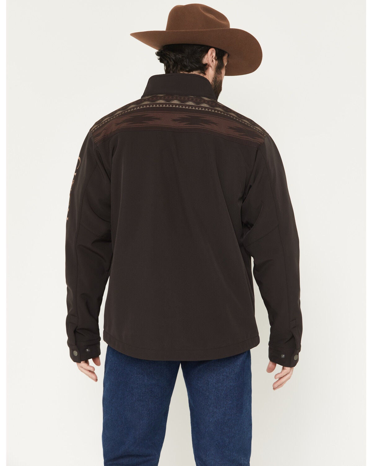 Image #4 - Cinch Men's Logo Bonded Softshell Jacket, Brown, hi-res
