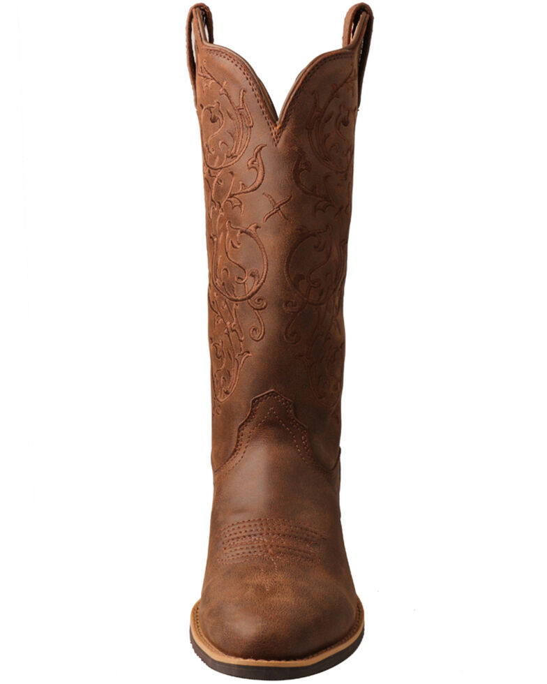 Twisted X Women's Tooled Shaft Western Boots - Round Toe, Brown, hi-res