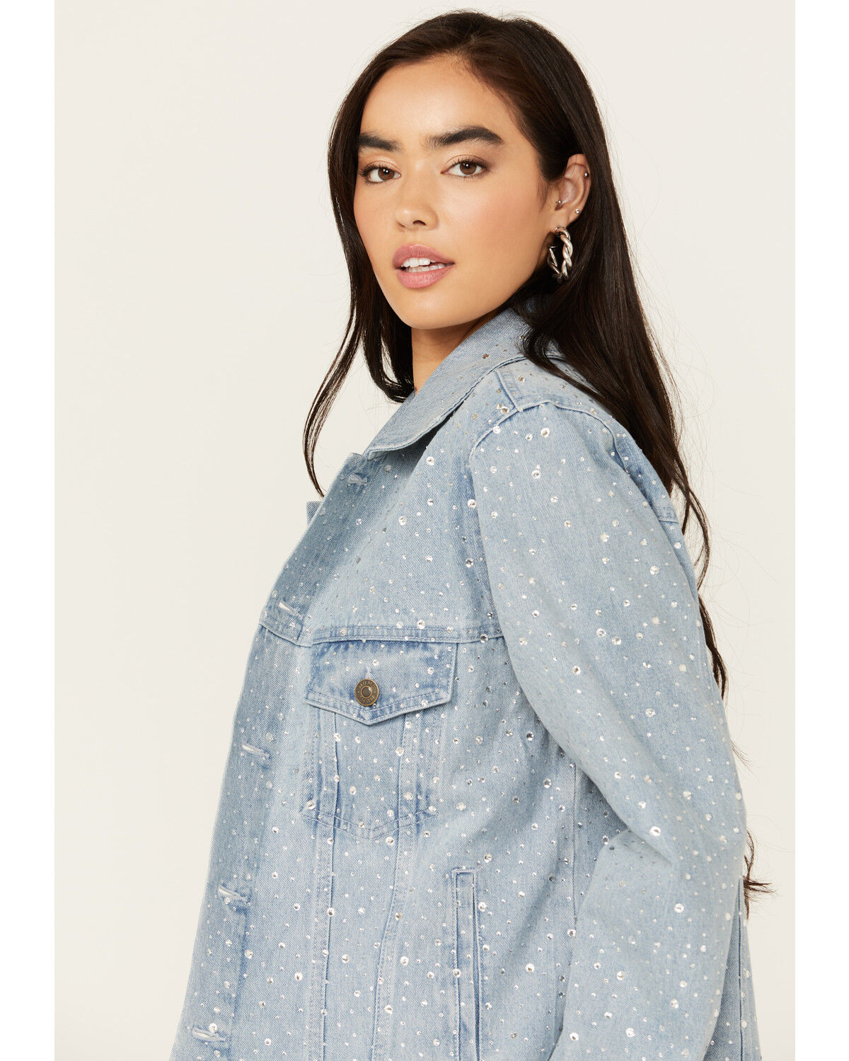 Image #2 - Show Me Your Mumu Women's Light Wash Embellished Dover Denim Jacket, Light Wash, hi-res