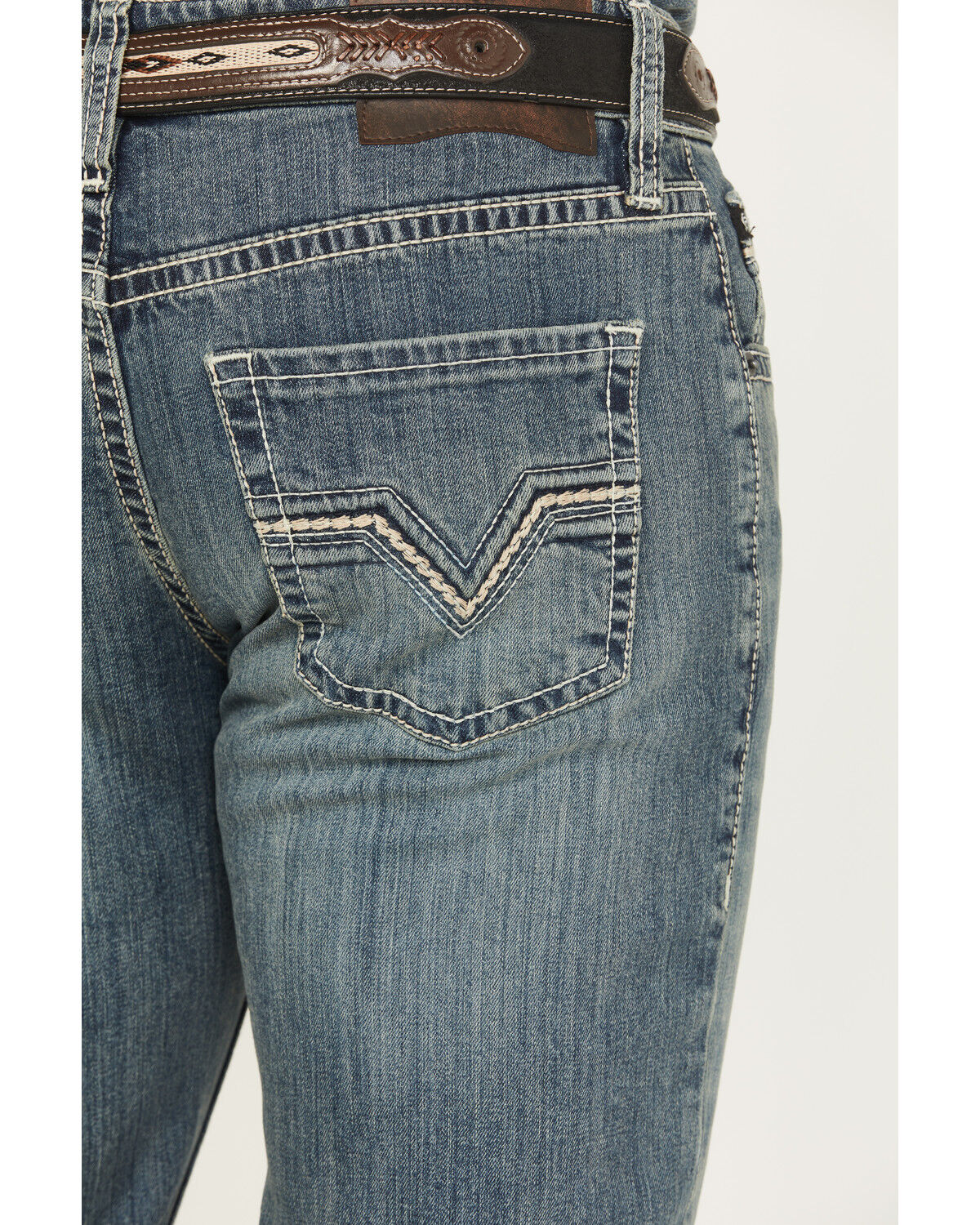 Image #4 - Rock & Roll Denim Men's Medium Wash Double Barrel Relaxed Bootcut Stretch Denim Jeans, Medium Wash, hi-res
