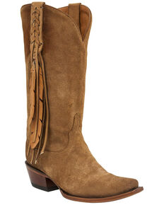 Lucchese Tori Hand Tooled Feather Cowgirl Boots - Snip Toe, Lt Tan, hi-res