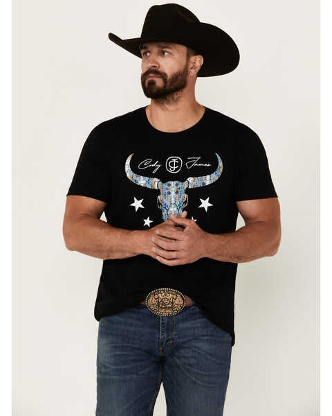 Cody James Men's Navajo Steerhead Logo Short Sleeve Graphic T-Shirt , Black, hi-res
