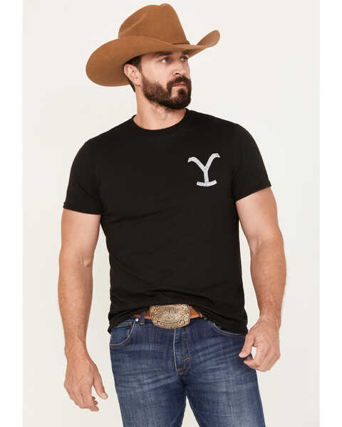 Changes Men's Yellowstone Dutton Ranch Label Short Sleeve Graphic T-Shirt, Black, hi-res