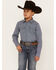 Image #1 - Cody James Boys' Apollo Striped Long Sleeve Western Snap Shirt, Navy, hi-res