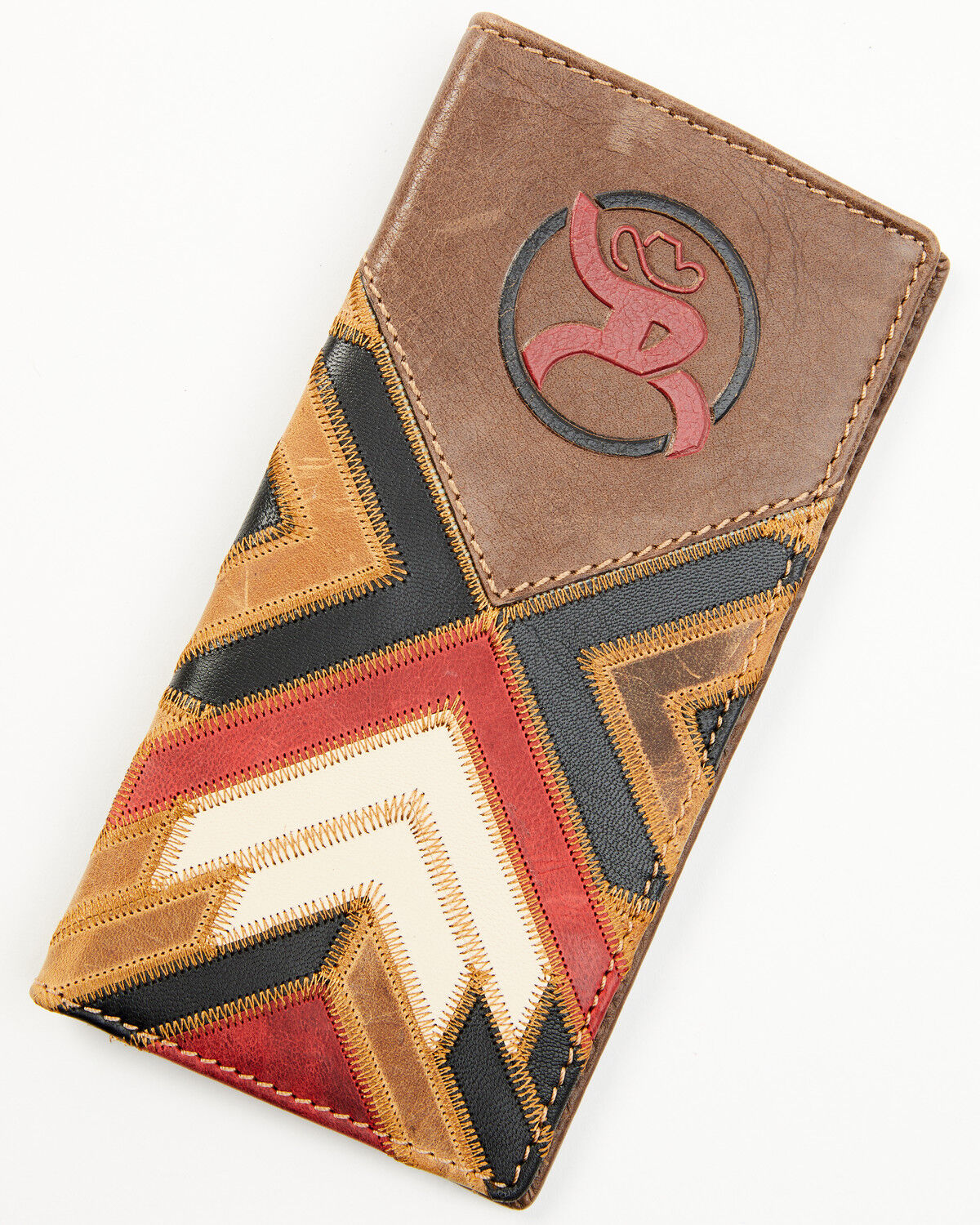 Image #1 - Hooey Men's Brown Patchwork Overlay Rodeo Wallet, Brown, hi-res