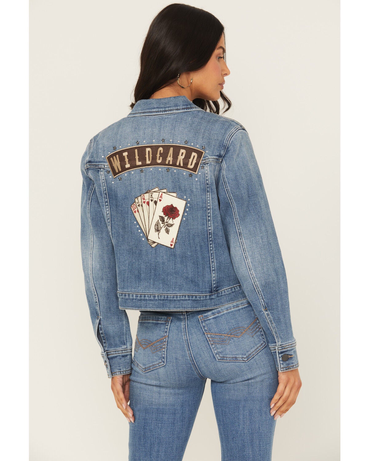 Idyllwind Women's Idlewild Novelty Denim Trucker Jacket, Medium Wash, hi-res