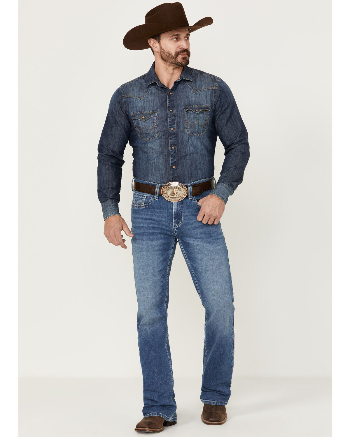 Image #1 - Cody James Men's Silverton Light Wash Stretch Relaxed Bootcut Jeans, Light Medium Wash, hi-res