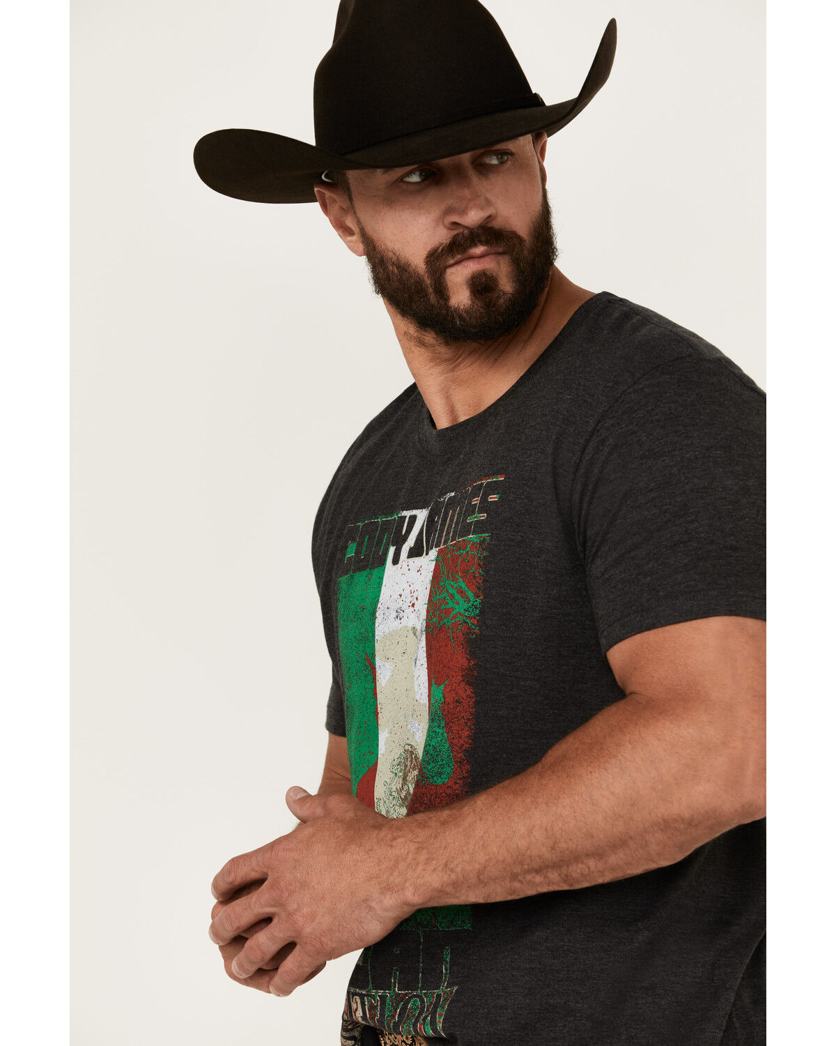 Image #2 - Cody James Men's Viva Mexico Cowboy Short Sleeve Graphic T-Shirt, Charcoal, hi-res