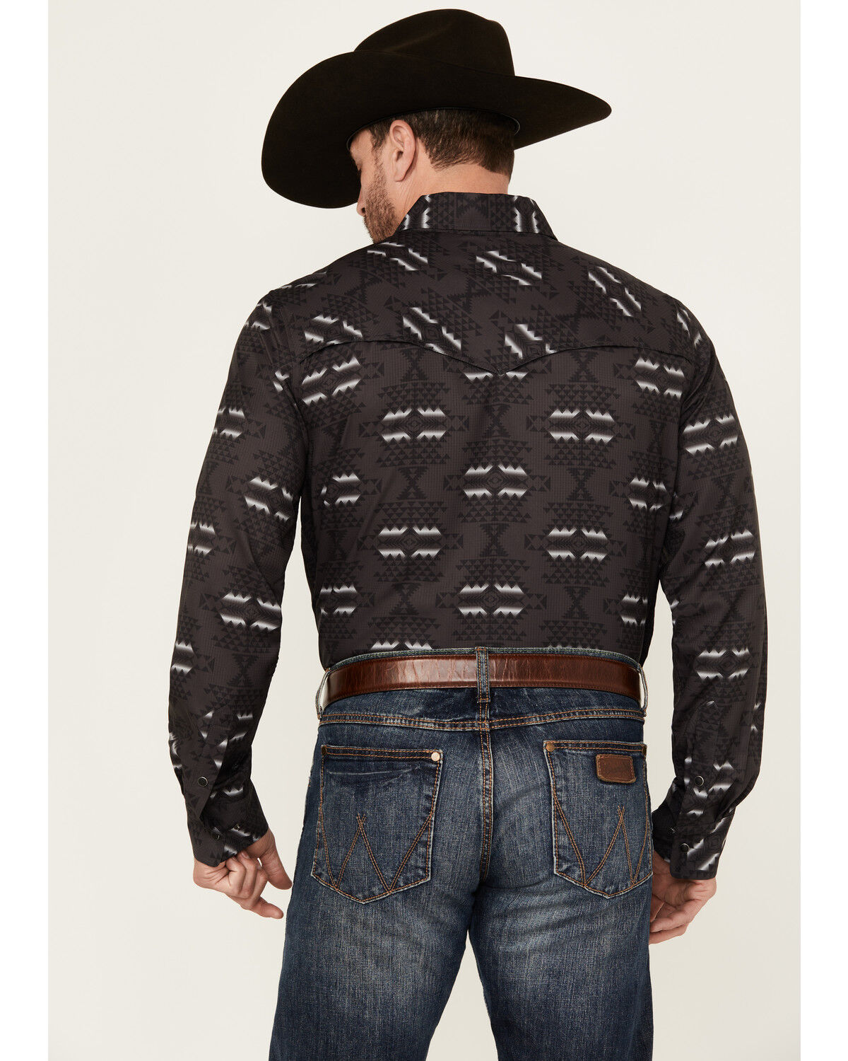 Image #4 - Rock & Roll Denim Men's Tek Southwestern Print Long Sleeve Snap Western Shirt, Charcoal, hi-res