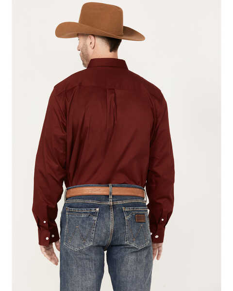 Image #4 - RANK 45® Men's Twill Logo Long Sleeve Button-Down Western Shirt - Tall, Wine, hi-res
