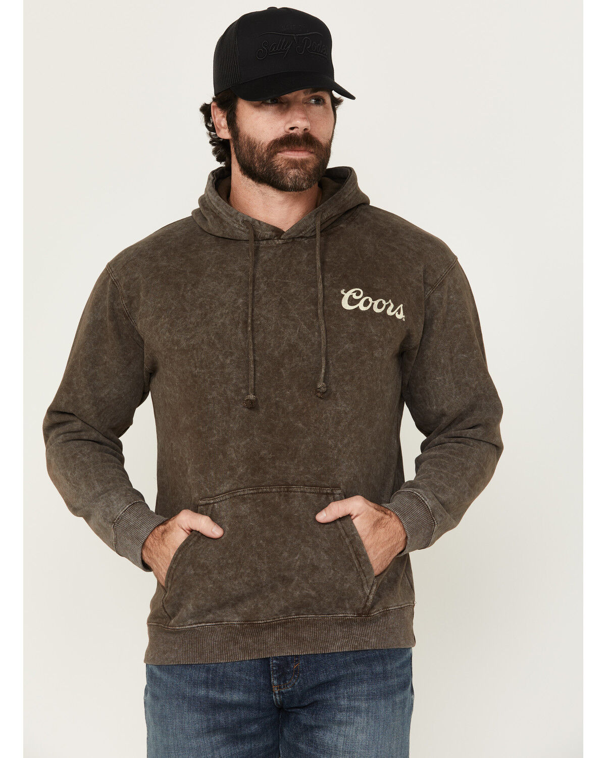 Image #2 - Coors Men's Boot Barn Exclusive Desert Riders Logo Hooded Sweatshirt, Chocolate, hi-res