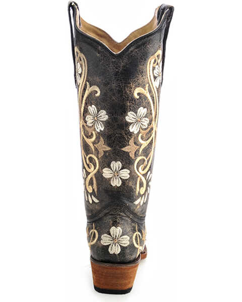 Image #4 - Circle G Women's Floral Embroidered Western Boots - Snip Toe, Black, hi-res