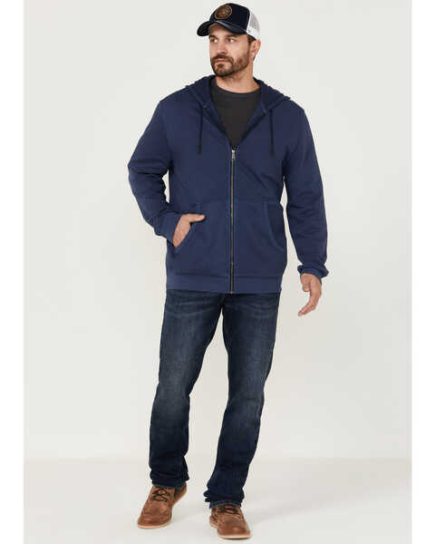 Image #2 - Brothers and Sons Men's Weathered French Terry Zip-Front Hooded Jacket, Navy, hi-res