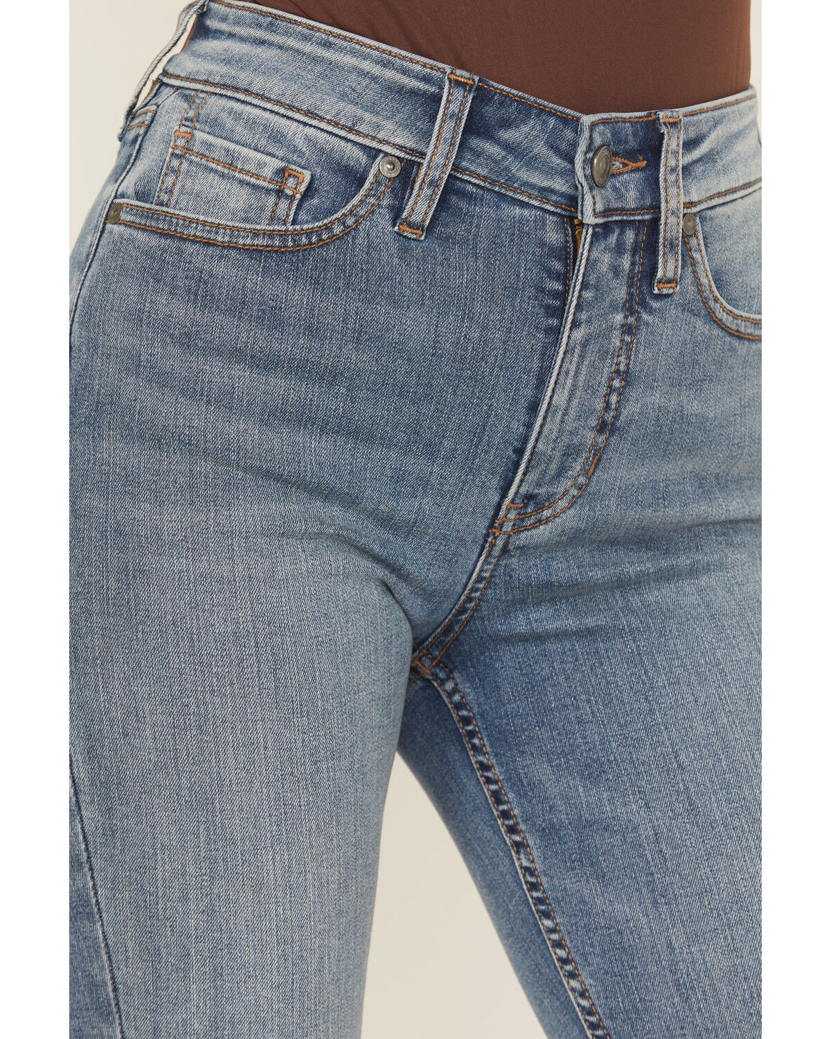 Image #2 - Shyanne Women's Luna High Rise Flare Super Stretch Denim Jeans, Medium Wash, hi-res