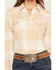 Image #3 - Wrangler Retro Women's Boot Barn Exclusive Plaid Print Long Sleeve Pearl Snap Flannel Shirt, Beige, hi-res