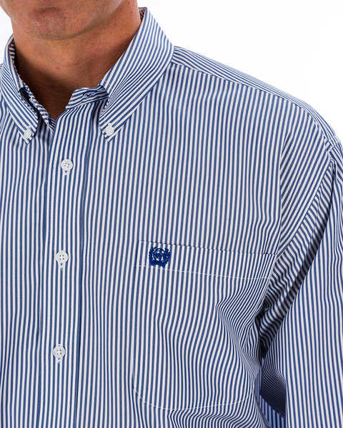 Image #8 - Cinch Men's Royal Blue Striped Western Shirt - Big & Tall, Royal Blue, hi-res