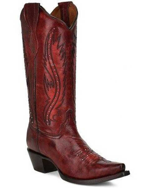Corral Women's LD Western Boots - Snip Toe, Wine, hi-res
